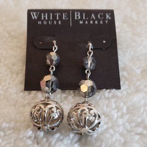 NWT White House \Black Market Silver toned 2" Drop Pierced Earrings